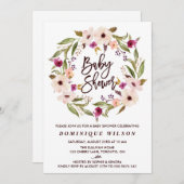 ボヘミお洒落アンフローラリースベビーシャワー 招待状 (正面/裏面)