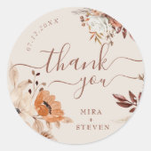 ボヘミお洒落秋の結婚式感謝していユー ラウンドシール (正面)