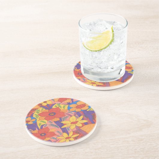 ボヘミはっきりしたアンオレンジガーデンプリント コースター (側面)