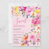 ボヘミはっきりしたアンフローラ水色ピンク甘い16 招待状 (正面)
