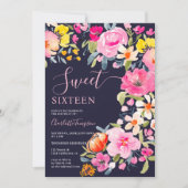 ボヘミはっきりしたアンフローラ水色ピンク甘い16 招待状 (正面)