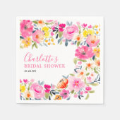 ボヘミはっきりしたフローラ水彩ブライダルシャワー スタンダードカクテルナプキン (正面)