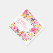 ボヘミはっきりしたフローラ水彩ブライダルシャワー スタンダードカクテルナプキン (角)
