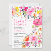 ボヘミはっきりしたフローラ水彩ブライダルシャワー 招待状 (正面)
