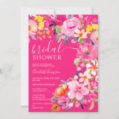 ボヘミはっきりしたフローラ水色ネオンブライダルシャワー 招待状 (正面)
