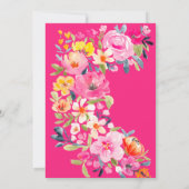 ボヘミはっきりしたフローラ水色ネオンブライダルシャワー 招待状 (裏面)