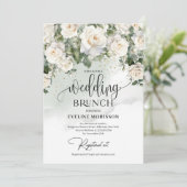 ボヘミアな白いバラとユーカリのウェディング ブランシュ 招待状 (スタンド正面)