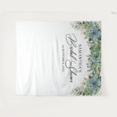 ボヘミアな雰囲気のグリーンと多肉植物とゴールドフレームのウェディングシャワー タペストリー (正面(横))