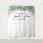 ボヘミアな雰囲気の緑豊かな多肉植物とゴールドフレームのブライダルシャワー タペストリー (正面)