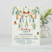 ボヘミアのアメリカインディアンの夢のキャッチャーのベビーシャワー 招待状 (スタンド正面)