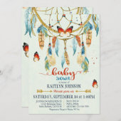 ボヘミアのアメリカインディアンの夢のキャッチャーのベビーシャワー 招待状 (正面/裏面)