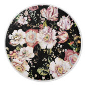 ボヘミアのシックな赤面ピンクの花ダークフローラ セラミックノブ (正面)