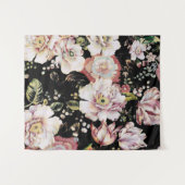 ボヘミアのシックな赤面ピンクの花ダークフローラ タペストリー (正面(横))