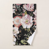 ボヘミアのシックな赤面ピンクの花ダークフローラ バスタオルセット (ハンドタオル)