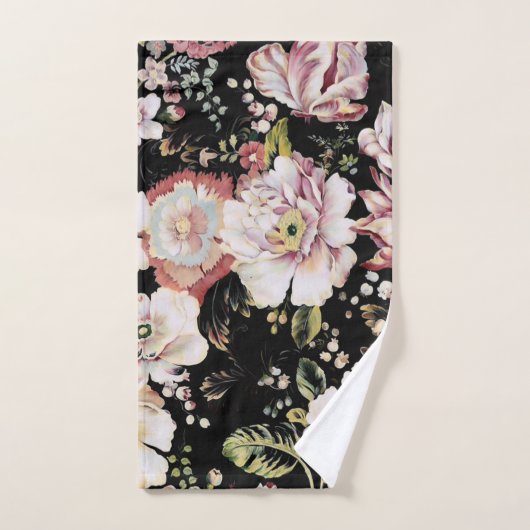 ボヘミアのシックな赤面ピンクの花ダークフローラ バスタオルセット (ハンドタオル)