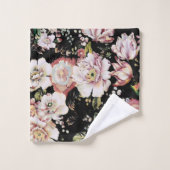 ボヘミアのシックな赤面ピンクの花ダークフローラ バスタオルセット (ウォッシュタオル)