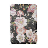 ボヘミアのシックな赤面ピンクの花ダークフローラ バスマット (正面縦)