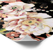 ボヘミアのシックな赤面ピンクの花ダークフローラ ポスター (角)