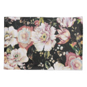 ボヘミアのシックな赤面ピンクの花ダークフローラ 枕カバー (裏面-左)