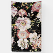 ボヘミアのシックな赤面ピンクの花ダークフローラ 横断幕 (縦)