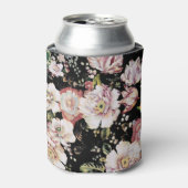 ボヘミアのシックな赤面ピンクの花ダークフローラ 缶クーラー (缶正面)