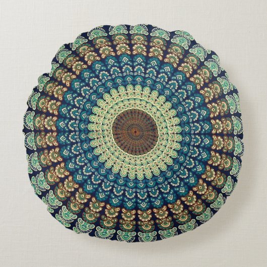 ボヘミアのスタイルの枕 ラウンドクッション (正面)