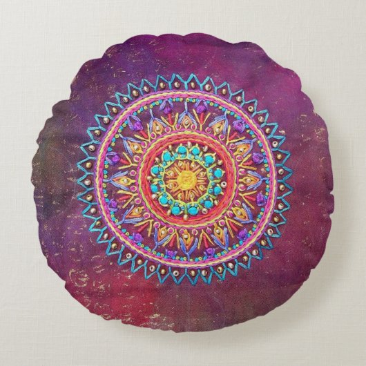 ボヘミアのスタイルの枕 ラウンドクッション (正面)