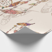 ボヘミアのドリームキャッチャー、ビーズと羽を持つse ラッピングペーパー (角)