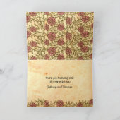 ボヘミアのハート、バラ、鳥、及び旗の結婚式 サンキューカード (内部)