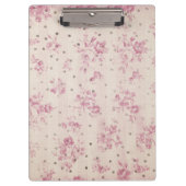 ボヘミアのパステル調ピンクのストライブ柄の花柄の水玉模様 クリップボード (正面)