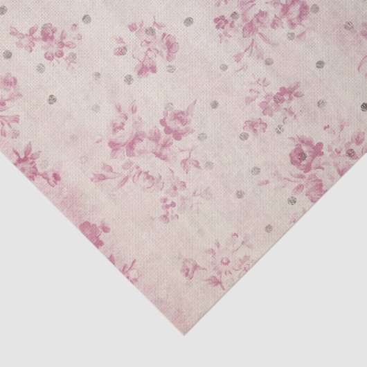 ボヘミアのパステル調ピンクのストライブ柄の花柄の水玉模様 薄葉紙 (詳細)