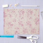 ボヘミアのパステル調ピンクのストライブ柄の花柄の水玉模様 薄葉紙 (クラフト)