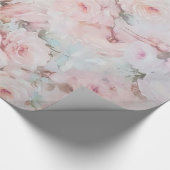 ボヘミアのピンクのティール(緑がかった色)のヴィンテージの花柄パターン ラッピングペーパー (角)