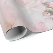 ボヘミアのピンクのティール(緑がかった色)のヴィンテージの花柄パターン ラッピングペーパー (ロールコーナー)