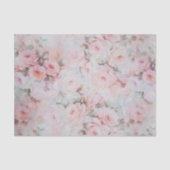 ボヘミアのピンクのティール（緑がかった色）のヴィンテージの花柄パターン 薄葉紙 (正面)