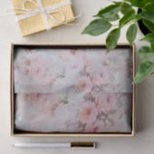 ボヘミアのピンクのティール（緑がかった色）のヴィンテージの花柄パターン 薄葉紙 (ギフト)