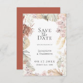 ボヘミアのボタニカルフレーム日付を保存 案内状 (正面/裏面)