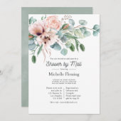 ボヘミアのユーカリのピンクのポピーシャワーバイメール 招待状 (正面/裏面)