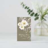 ボヘミアのヴィンテージのクリームのバラ及び渦巻のプロフィールカード 名刺 (スタンド正面)