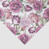 ボヘミアのヴィンテージの緑のピンクのバラの花柄パターン 薄葉紙 (詳細)