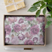 ボヘミアのヴィンテージの緑のピンクのバラの花柄パターン 薄葉紙 (ギフト)