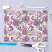 ボヘミアのヴィンテージの緑のピンクのバラの花柄パターン 薄葉紙 (クラフト)