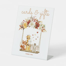 ボヘミアの動物の赤ちゃんシャワーの贈り物とカード 台座サイン