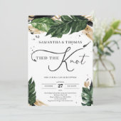 ボヘミアの夏の熱帯葉金ゴールドが結び目を結んだ 招待状 (スタンド正面)