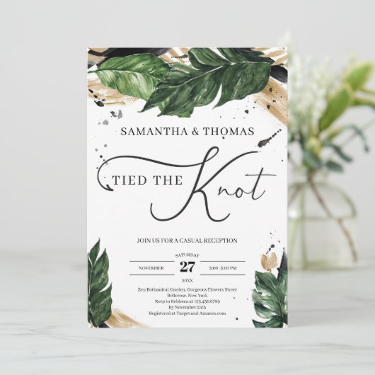 ボヘミアの夏の熱帯葉金ゴールドが結び目を結んだ 招待状 (スタンド正面)