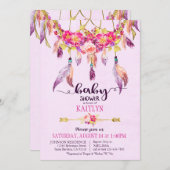 ボヘミアの夢のキャッチャーの花のベビーシャワー 招待状 (正面/裏面)