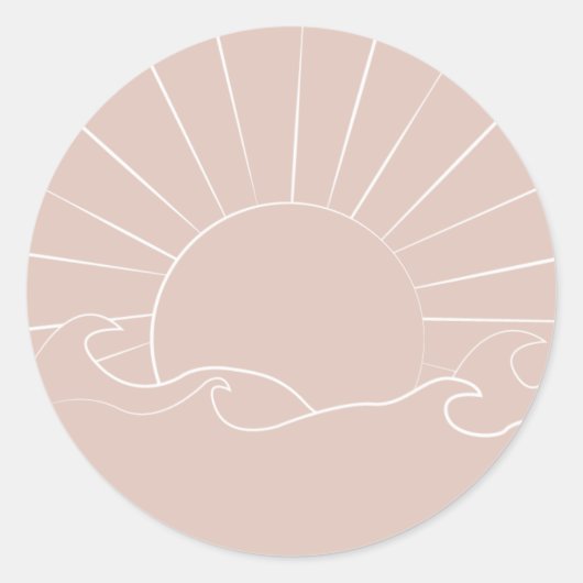 ボヘミアの太陽と波のステッカー ラウンドシール (正面)