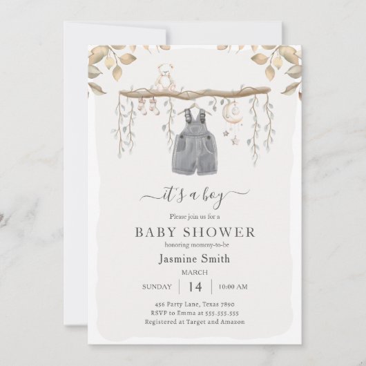 ボヘミアの子供服の保育園の赤ちゃんシャワーだ 招待状 (正面)