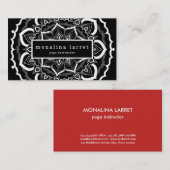 ボヘミアの手描きの曼荼羅の白黒 名刺 (正面/裏面)