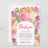 ボヘミアの明るいフローラのアーチスクリプ結婚トシック サンキューカード (正面)